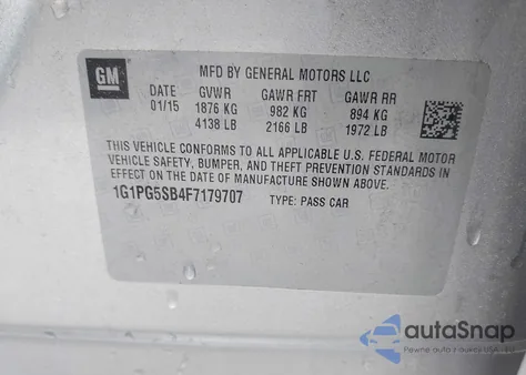 2015 Chevrolet Cruze Ltz from USA, damaged, VIN 1G1PG5SB4F7179707